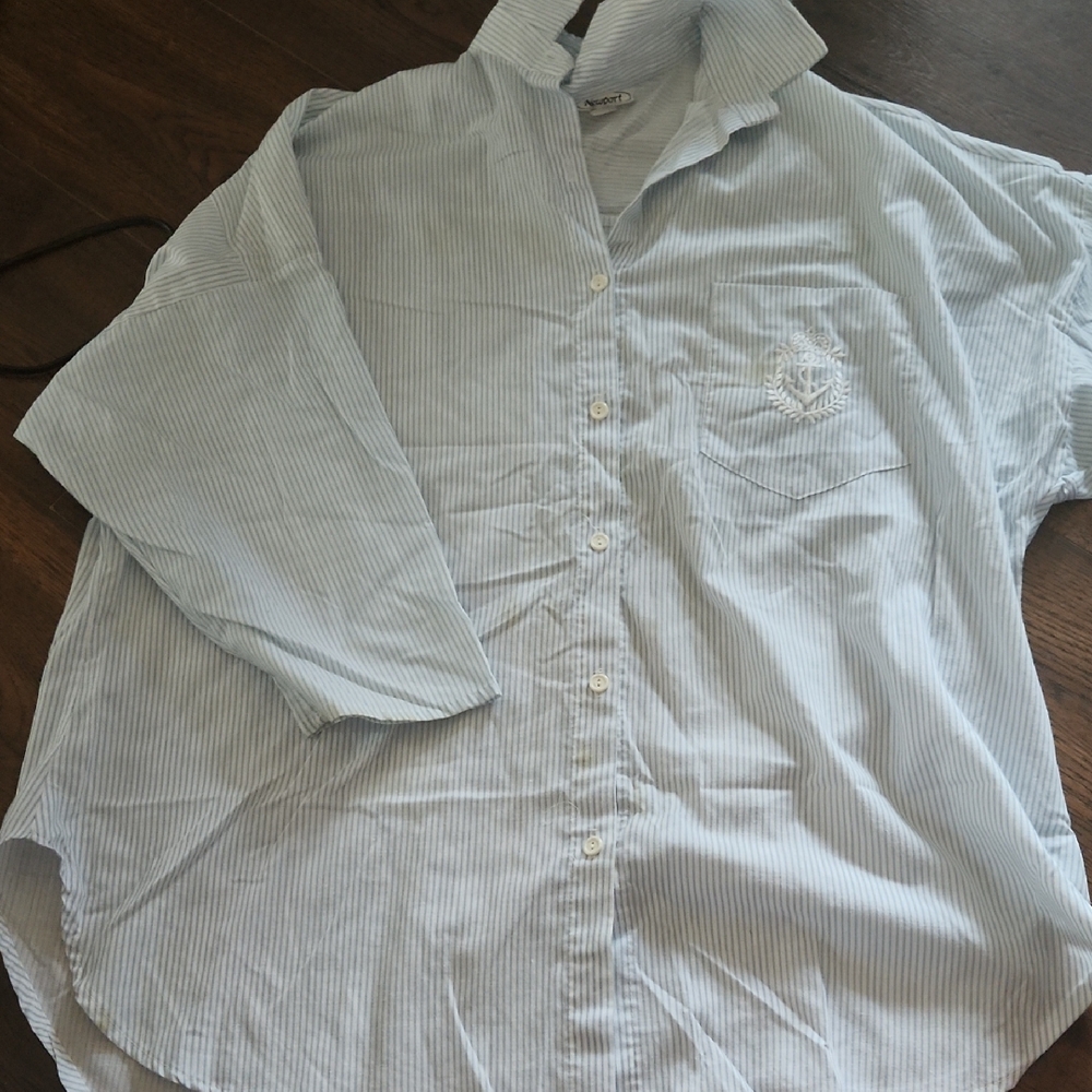 Newport Light Blue Striped Vintage Casual Maternity Shirt